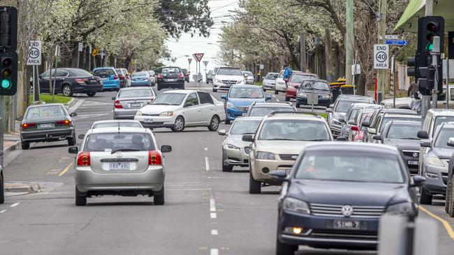 Traffic on Dandenong’s Cleeland St on the weekend. Picture: Tim Carrafa