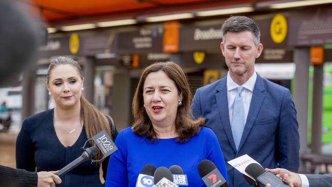 Queensland Premier Annastacia Palaszczuk, Gaven MP Meaghan Scanlon and Transport Minister Mark Bailey held a press conference announcing the second M1 project. Picture: Jerad Williams.