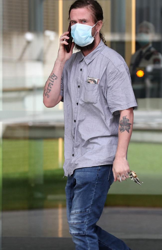 Goodna man Scott James Gordon, 22, leaving Brisbane Supreme Court after being sentenced for possessing and supplying cannabis and MDMA. Pics Tara Croser.