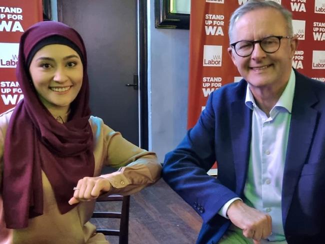 Western Australian Labor senator Fatima Payman with Anthony Albanese