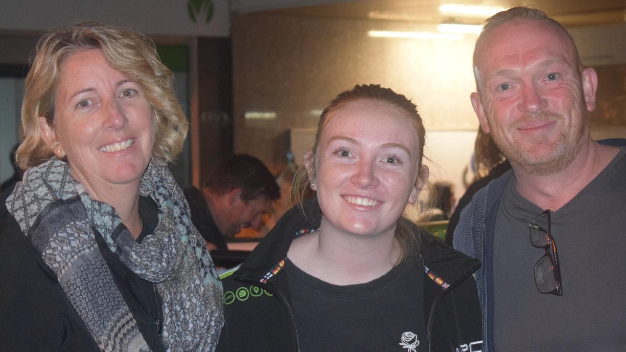 Wheels on Mary May 21, 2021 in Gympie - Julie, Evie and Mat Jones. Pictures: Josh Preston