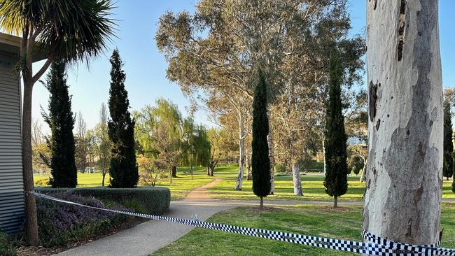 Pictures of the scene of an alleged stabbing at Australian National University in Canberra. Picture: Sam Turner