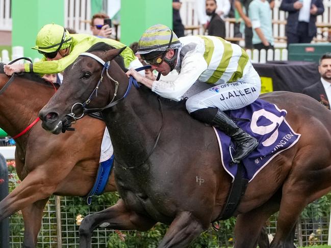 Skybird ridden by John Allen wins the Black Caviar Lightning at Flemington Racecourse on February 15, 2025 in Flemington, Australia. (Photo by George Sal/Racing Photos via Getty Images)