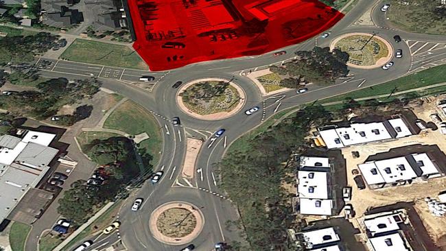 The Five Ways intersection at Mooroolbark is about to get busier with the building of a new supermarket and fast-food outlet (top). Picture: Google Maps