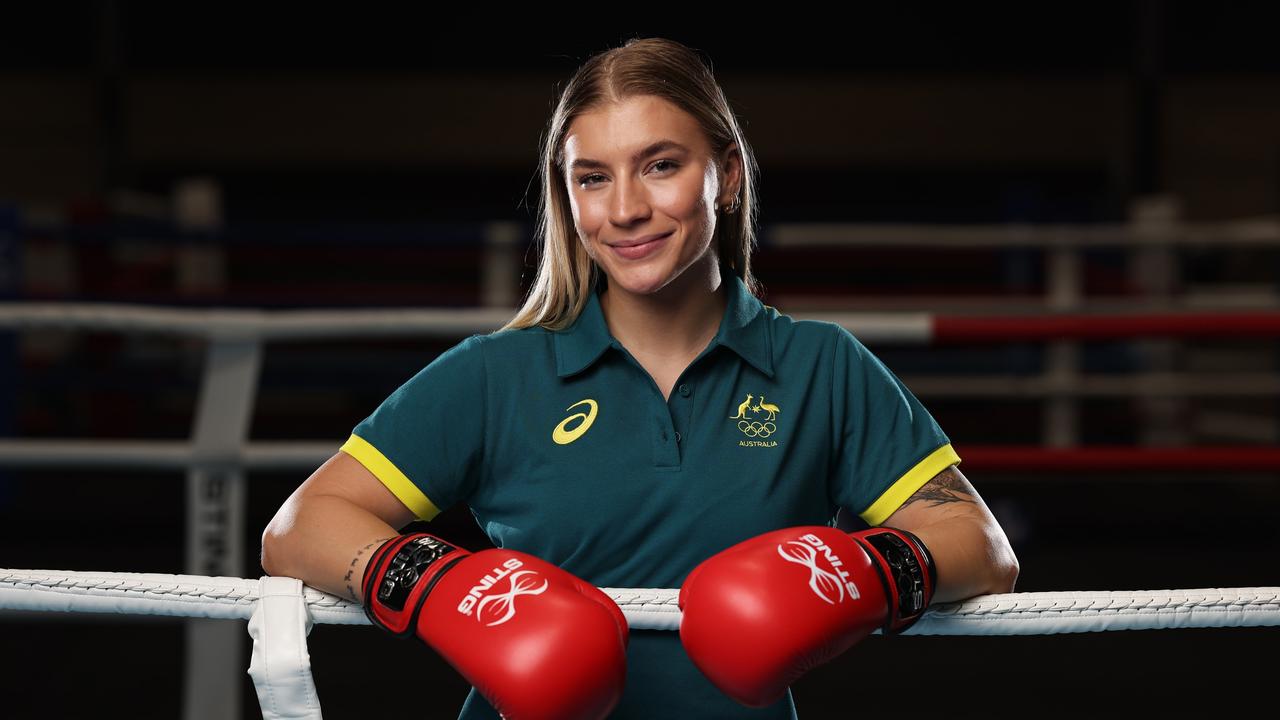 CANBERRA, AUSTRALIA - MARCH 15:  Marissa Williamson Pohlman poses during the Australian 2024 Paris Olympic Games Boxing Squad Announcement at AIS Combat Centre on March 15, 2024 in Canberra, Australia. (Photo by Matt King/Getty Images for AOC)