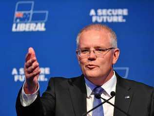 Prime Minister Scott Morrison delivers his Federal Budget Lunch address at the Four Seasons hotel in Sydney, Friday, April, 5, 2019. Picture: DEAN LEWINS