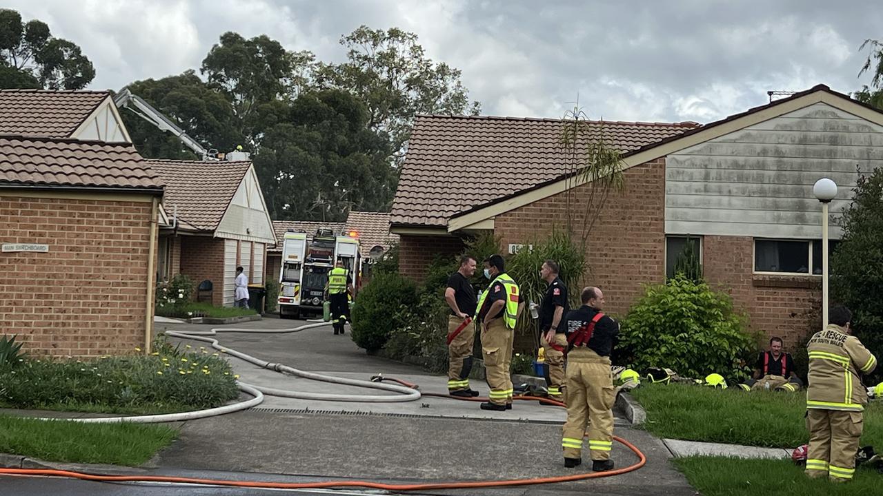 Firefighters at the fatal fire.