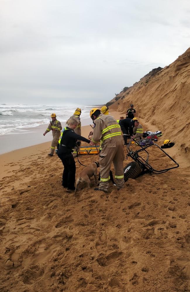 The man broke both legs on a coastal walk with his three dogs. Picture: FRV