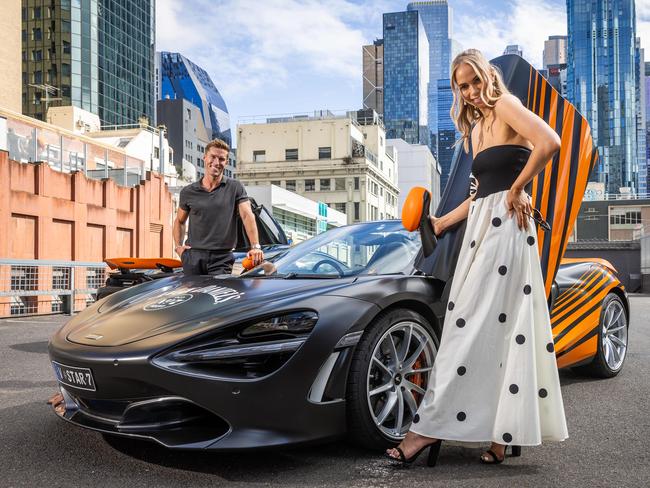 Over the upcoming Grand Prix weekend, Formula One fans will be able to swap their usual rideshare experience for a high-octane drive between some of the cityÃs most popular venues in a pair of racing inspired supercars - thanks to the partnership between the McLaren F1 Racing Team and Jack Daniels. Matt Suleau and Tully Smyth get ready for their ride. Picture: Jake Nowakowski