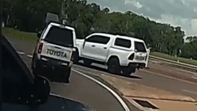 Dashcam has captured a two-vehicle collision at the intersection of Stuart Hwy and Amy Johnson Dr at Coonawarra at 2.37pm on Friday, January 3, 2025. Picture: Supplied