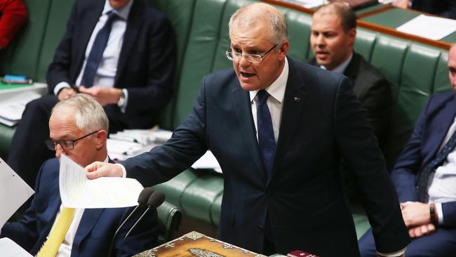 Scott Morrison in question time yesterday. Picture: Kym Smith