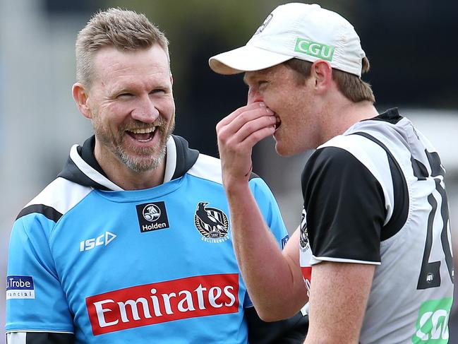 Nathan Buckley is simply tapping into what he needs to in order to get the best out of his players. It’s good coaching but you can’t fake it. Picture: Michael Klein