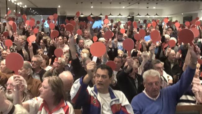 Residents voting against the proposed redevelopment of the Waverley Bowling Club in 2017. Picture: Facebook