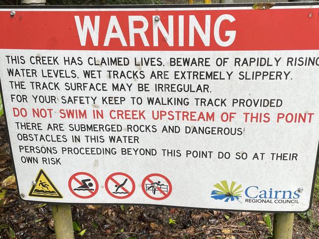 No-go zones are clearly marked at Crystal Cascades with big signs. Picture: Sharon Dowman