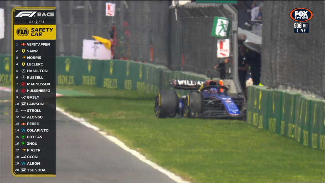 Alex Albon's crashed car from the incident on the opening lap in Mexico.