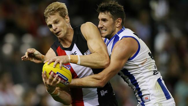 Nick Riewoldt has been a standout for St Kilda this season. Picture: George Salpigtidis