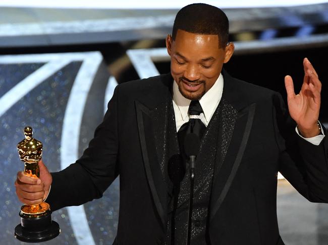 US actor Will Smith accepts the award for Best Actor in a Leading Role for "King Richard" onstage during the 94th Oscars at the Dolby Theatre in Hollywood, California on March 27, 2022. (Photo by Robyn Beck / AFP)