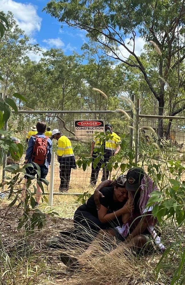 Binybara Camp protesters have been attempting to delay and block land clearing at the Lee Point Defence Housing Australia site for three days. Picture: Uprising of the People/ Instagram