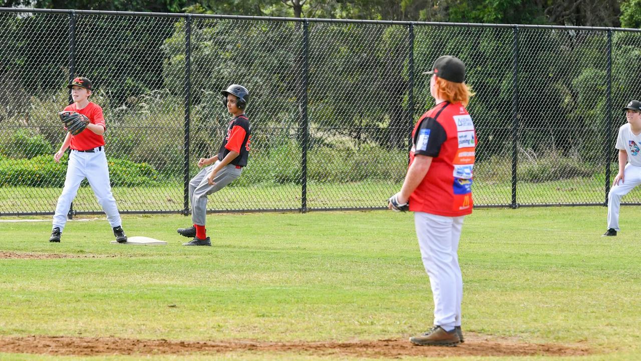 Players from Lismore Workers and North's Baseball Clubs joined in for a friendly match to launch the 2023 baseball season at Albert Park on Saturday. Picture: Cath Piltz