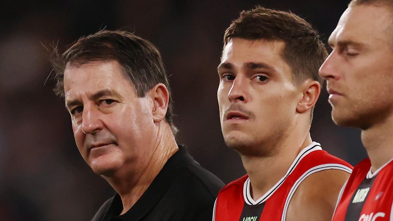 Ross Lyon, Senior Coach of the Saints and skipper Jack Steele. Picture: Michael Klein