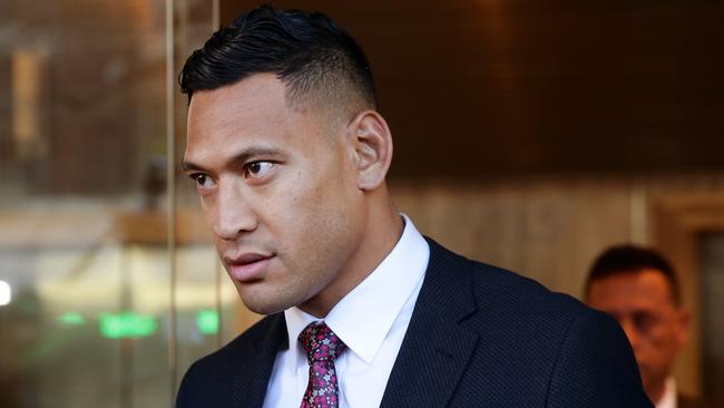 Israel Folau leaving the Fair Work Commission in Sydney. Picture: Jonathan Ng