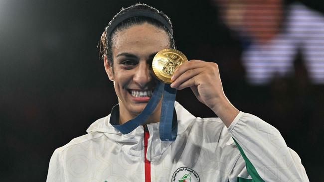 Imane Khelif with her gold medal in Paris. Picture: AFP