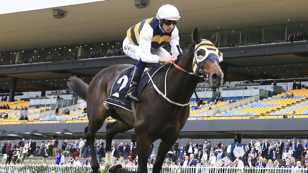 SYDNEY, AUSTRALIA - AUGUST 31: Hugh Bowman on Quick Thinker  wins race 7 the Ming Dynasty Quality Handicap during Sydney Racing at Rosehill Gardens on August 31, 2019 in Sydney, Australia. (Photo by Mark Evans/Getty Images)