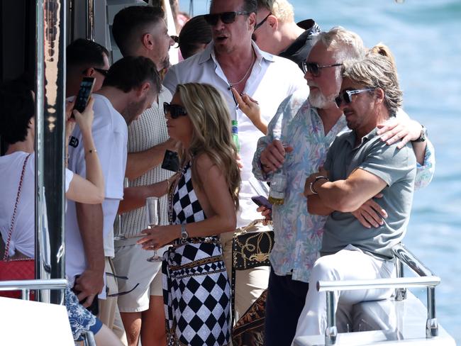 Kyle Sandilands and John Ibrahim in the party boat. Picture: Matrix.