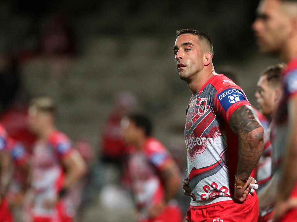 Paul Vaughan looks on during the round 12 NRL match between the St George Illawarra Dragons and the South Sydney Rabbitohs.