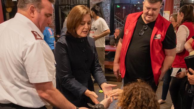 Salvation Army’s Major Brendan Nottle (left) with Victorian Senator Sarah Henderson at the Project 614 Night Cafe. Picture: Jason Edwards