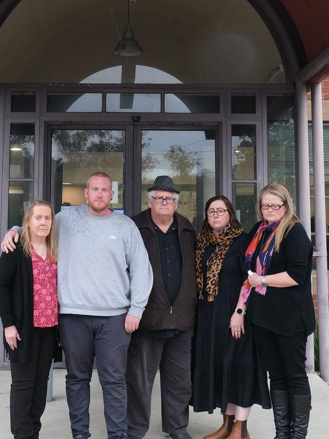 Kathleen Perry, Kyran Trower, Eric Trower, Kathryn Bongiovanni and Pauline Trower made an emotional plea for information outside Corio Police station on Friday. Picture: Mark Wilson