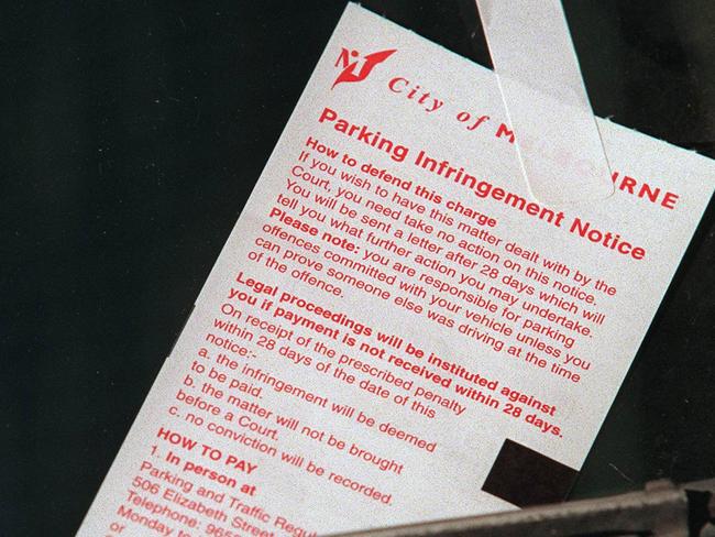 15/10/98 - Unpaid Parking Fines-Parking Fine in the city. /melbourne city council /parking