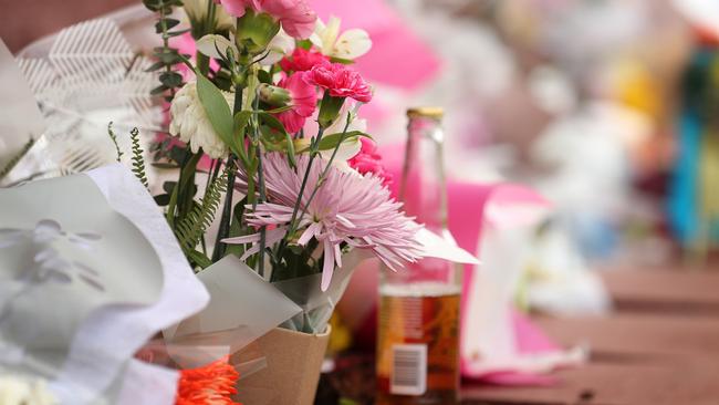 Flowers left in Surfers Paradise in memory of Jack Beasley. Picture: Liam Kidston