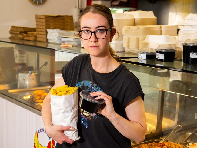 Rachel Hassan, owner of A Mount Barker takeaway shop Ã¢â¬ËCorner Takeaway Mt BarkerÃ¢â¬â¢ has snapped back at a customer who left a bad review claiming its $18 'family sized chips' could only feed 2 people on Sunday, December 17, 2023. (The Advertiser/ Morgan Sette)