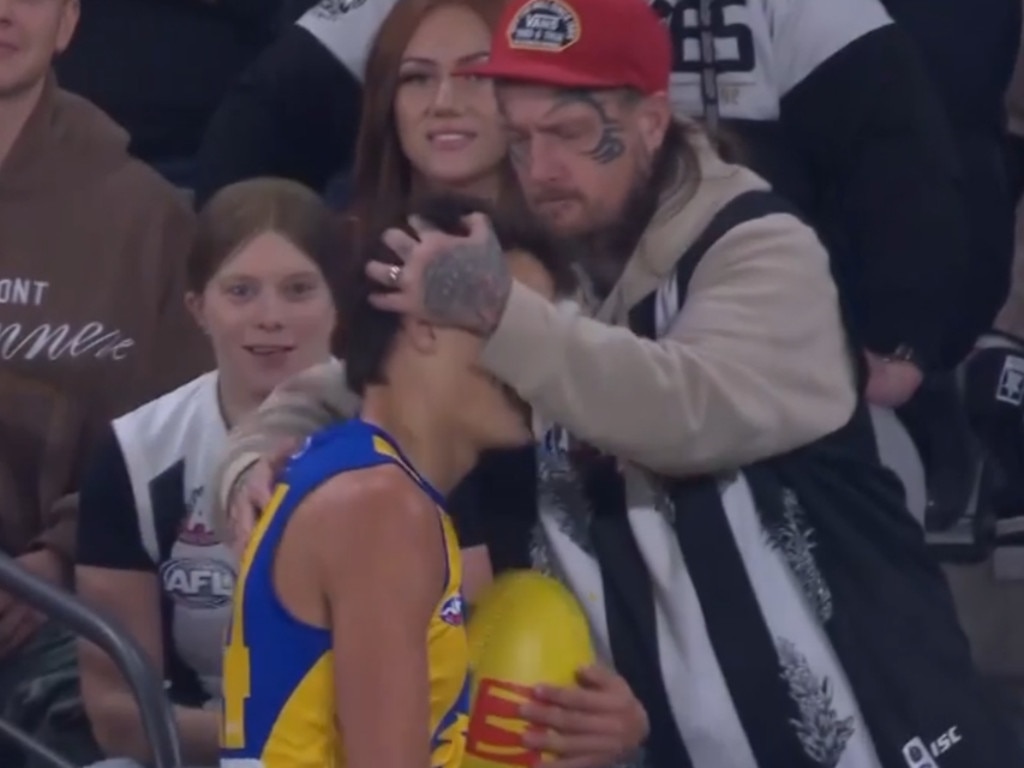 The Pies’ fan has copped a ban from the league. Picture: Fox Footy