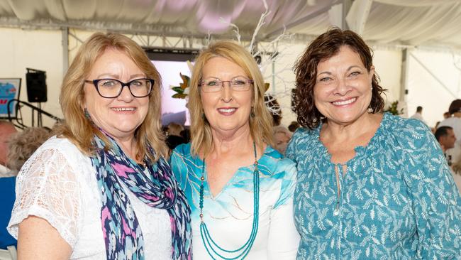 Karen Farrell, Cheryl Green and Brenda McLean at the Touch of Teal Soiree for the Trudy Crowley Foundation at the Mantra at the Harbour on Friday, September 8. Picture: Michaela Harlow