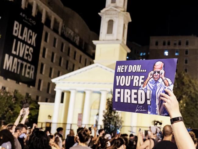 Protesters gather on Black Lives Matter Plaza in Washington, DC. Picture: Getty