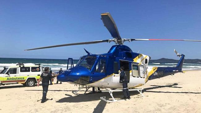 NEAR DROWNING: A schoolie has been flown to hospital after he nearly drowned. Picture: RACQ LifeFlight Rescue