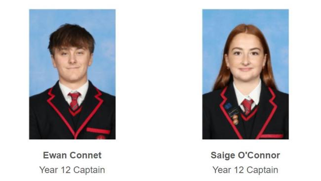 Balcombe Grammar School Year 12 captains for 2025: Ewan Connet and Saige O’Connor.