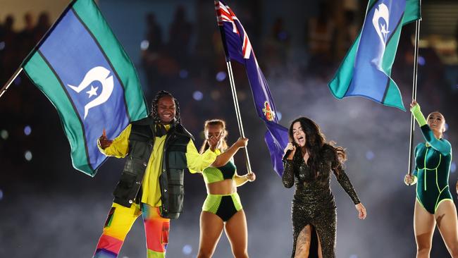 Baker Boy and Vanessa Amarosi at the Birmingham closing ceremony. Picture: Michael Klein