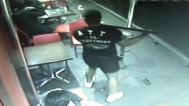 Footage shows a brawl at the Auburn cafe in June 2019.
