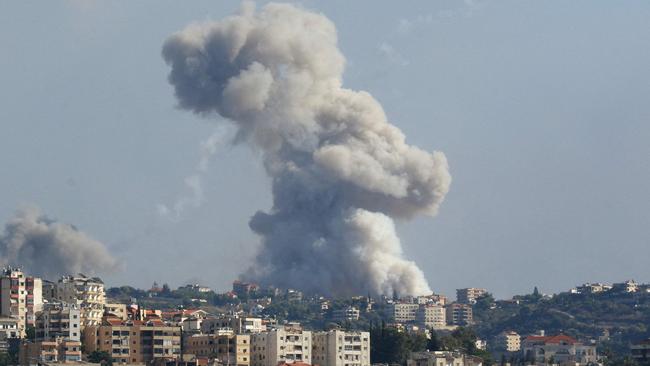 Smoke billows from a site targeted by Israeli shelling in the southern Lebanese village of Zaita. Picture: AFP.