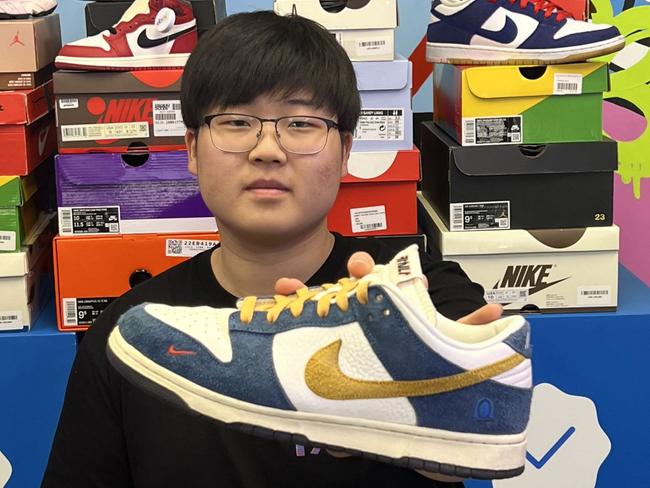 Jerry Kim, eBay Australia’s Head Sneaker Authenticator, who also has a one-of-a-kind private sneaker collection worth a cool $50,000. Originally from Adelaide he moved to Sydney for the role and has been trained in New York. Picture: Jessica Cham