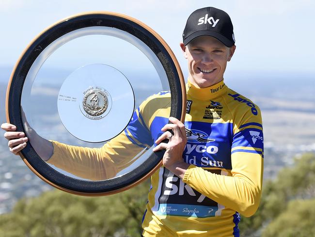 Britain's Chris Froome finishes first overall to claim the Jayco Herald Sun title.