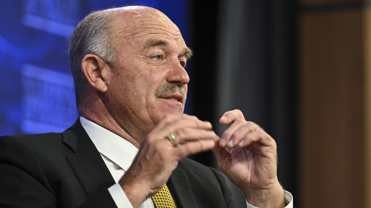 Rugby league legend Wally Lewis addresses the National Press Club in Canberra in April this year on "living with probably CTE and my hopes for change". Picture: Martin Ollman