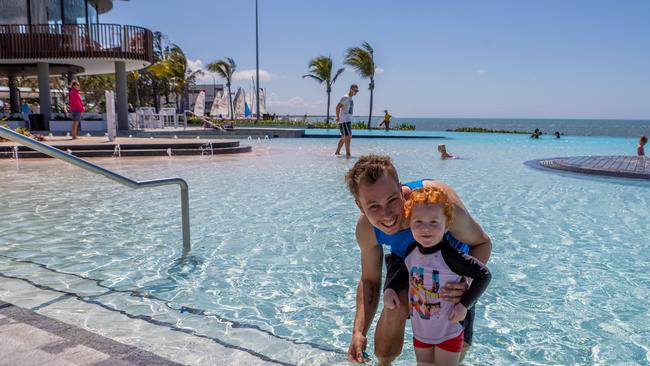 Dave and Zachariah at Yeppoon Lagoon.