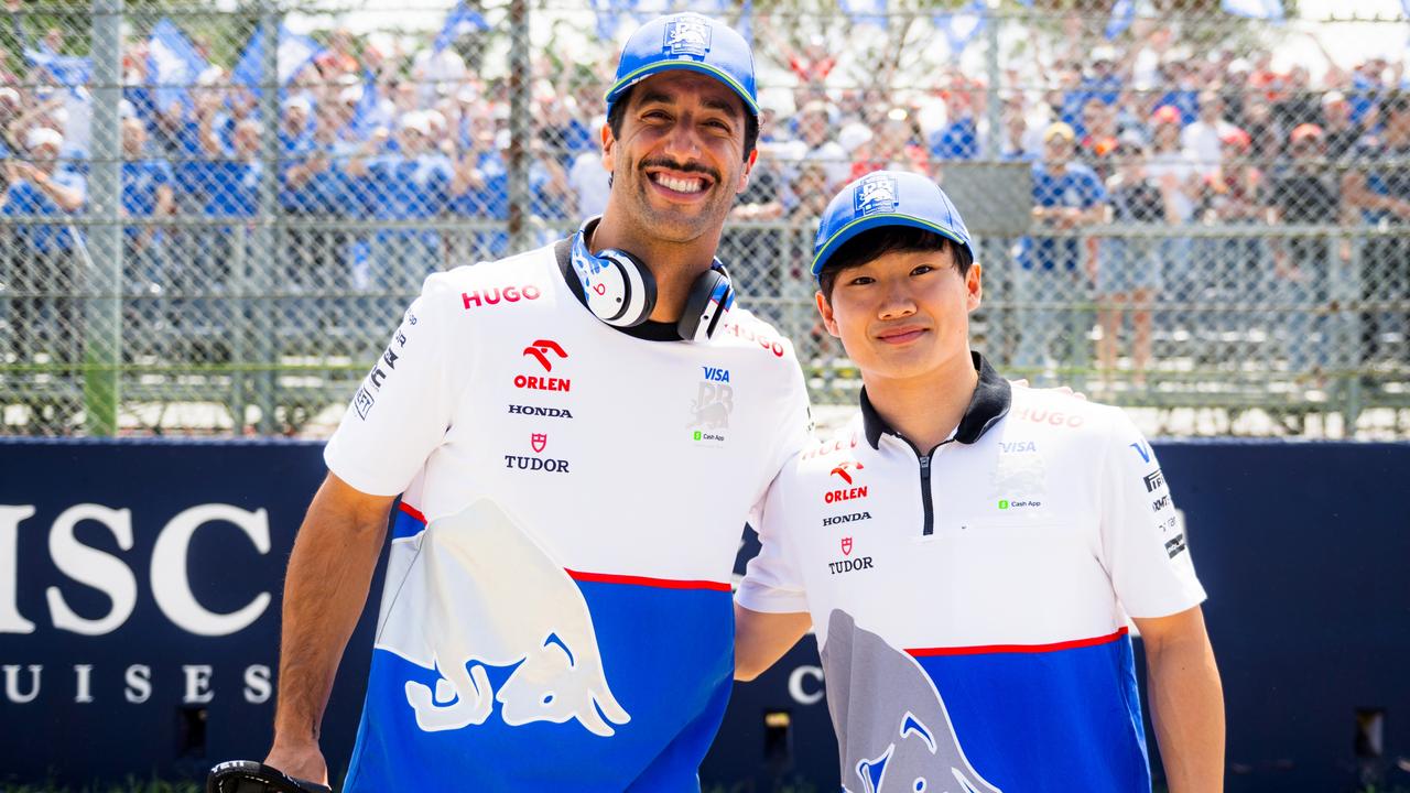 Daniel Ricciardo and Yuki Tsunoda have been teammates for 12 months. Photo by Rudy Carezzevoli/Getty Images.