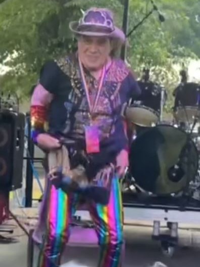 Molly Meldrum onstage at ChillOut Festival 2022.