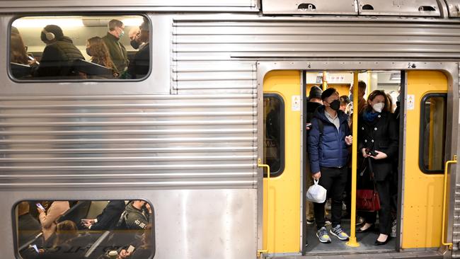 Morning commuters at Museum train station in Sydney's CBD on Thursday as industrial action continues. Picture: NCA NewsWire/Jeremy Piper