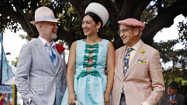 Everest Stakes day at Royal Randwick. L to R, Tim Marsh, Angela Memz and Lloyd Memz. Picture: Sam Ruttyn